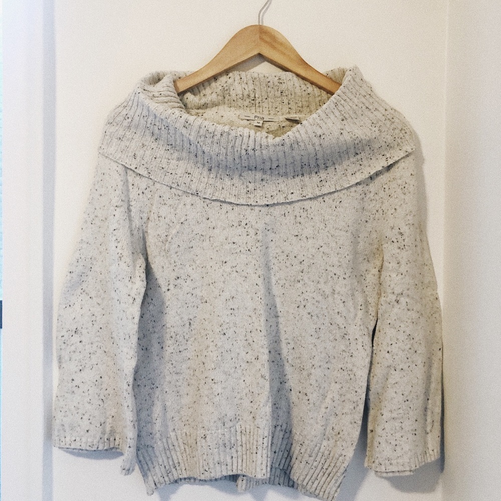 Cream Speckled Knit Cowl Neck Sweater